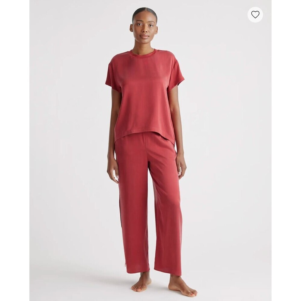 Quince 100% Washable Silk Pajama Set Size M Crimson Red Minimalist Quiet Luxury